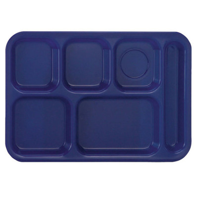 Vollrath 2615-104 13-3/4"W x 9-3/4"D Bright Blue Rectangular Right Hand ABS Stackable School Compartment Tray