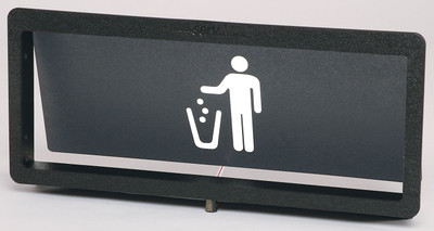 Vollrath MT-2 7 5/8"W x 2”D x 7 1/2"H Flush Mount White Imprint Symbol Identifies Trash ABS Plastic Large Trash Receptacle Door
