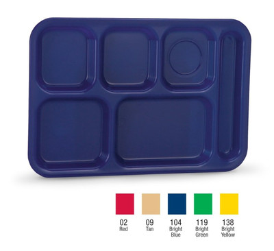 Vollrath 2015-104 14-3/4"W x 9-7/8"D Bright Blue Rectangular Right Hand Polypropylene Stackable School Compartment Tray