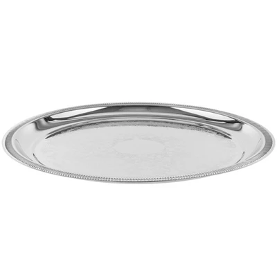 Vollrath 82101 15 1/4" Dia. Heavy Duty 18/8 Stainless Steel Round Elegant Reflections Serving Tray