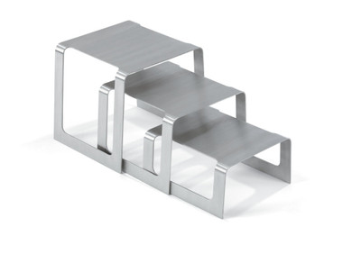 Vollrath 46009 3 Risers Square Black Brushed Stainless Steel Square Buffet Stand
