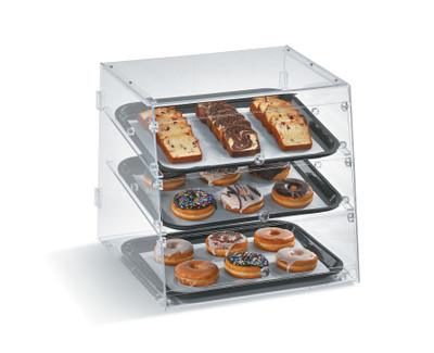 Vollrath KDC1418-4R-06 18.50" W x 22.75" H x 19.31" D Clear Acrylic Counter Top Full Service with Slant Front and Split Rear Door Display Case