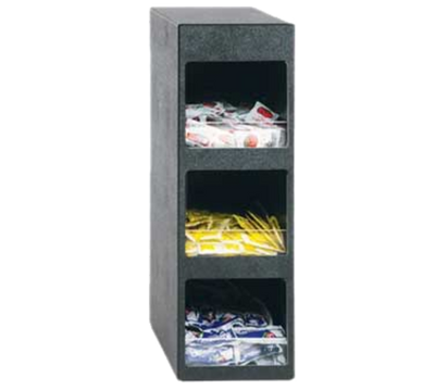 Vollrath LSC3-3P 21 3/8" H x 6 7/8" W x 13" D ABS Plastic Black Vertical Three-Pocket Condiment Dispenser Cabinet