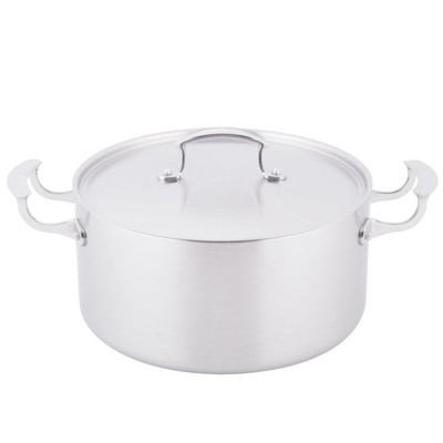 Vollrath 49441 10 5/16" W x 5 7/16" H 7 Quart Stainless Steel Aluminum Mirror Welded Handles Miramar Display Cookware Casserole