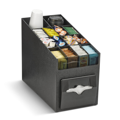 Vollrath CTNO-06 100 Napkins Black ABS and Smoked Acrylic Napkin Dispenser / Organizer