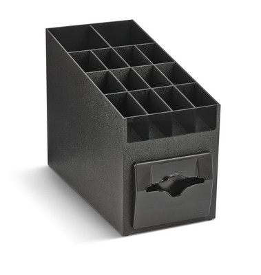 Vollrath CTNO-06 100 Napkins Black ABS and Smoked Acrylic Napkin Dispenser / Organizer
