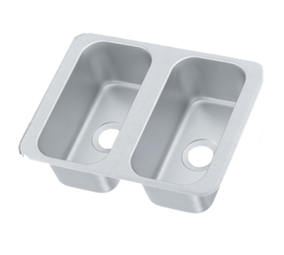 Vollrath 12065-2 17&quot; W x 13&quot; D Overall Two Compartment Self-Rimming 2&quot; Drains Vending Cart Drop-In Sink