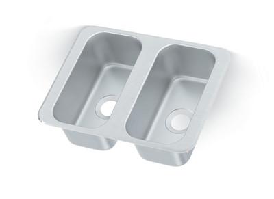 Vollrath 12065-2 17" W x 13" D Overall Two Compartment Self-Rimming 2" Drains Vending Cart Drop-In Sink