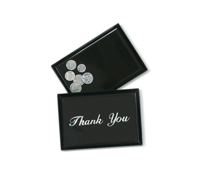 Vollrath 1000-96 4.5" x 6.5" Black Scratch Resistant "Thank You" Tip Tray