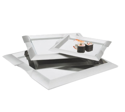 Vollrath 82092 Heavy Duty 18/8 Stainless Steel Contemporary Geometric Styling Sating Finish Rim Large Square Serving Tray