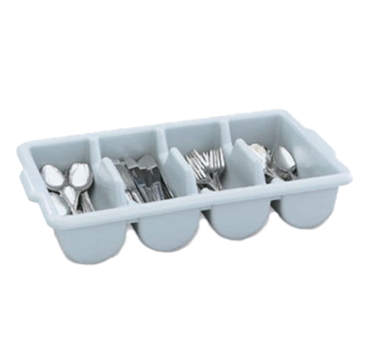 Vollrath 52654 21" W x 11" D x 3" H Gray Plastic 4 Rounded Compartments Cutlery Dispenser / Box
