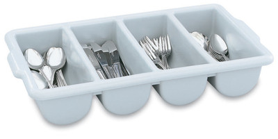 Vollrath 52654 21" W x 11" D x 3" H Gray Plastic 4 Rounded Compartments Cutlery Dispenser / Box
