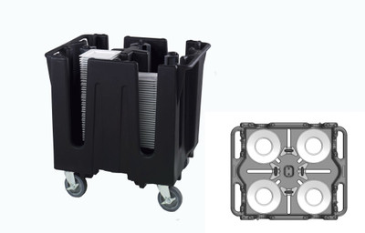 Vollrath SAC-4C-06 32 3/4" W x 27 1/2" D x 30 1/2" H 4 Stacks Plastic Black Traex Adjustable Dish Caddy