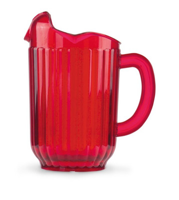 Vollrath 6010-22 60 Oz. Red Polycarbonate Tuffex I Deluxe Three-Lipped Pitcher