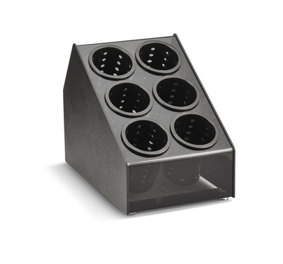 Vollrath CTFWH-6B 10 1/8" W x 16" D x 12 5/8" H 6 Compartments Countertop Plastic Black Flatware Holder
