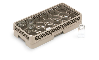 Vollrath HR1F 10" W x 19.75" D x 3.81" H Half Size 17 Compartments Co-Polymer Plastic Beige Traex Rack-Master Dishwasher Rack