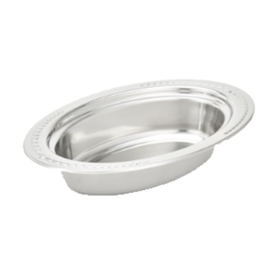 Vollrath 8231320 6.4 Quart 4" Deep Oval Stainless 1.5mm Thickness "Rings" Embossing On Rim Mirror Finish Miramar Decorative Food Pan