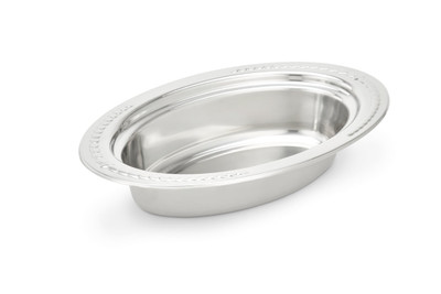 Vollrath 8231320 6.4 Quart 4" Deep Oval Stainless 1.5mm Thickness "Rings" Embossing On Rim Mirror Finish Miramar Decorative Food Pan