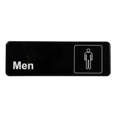 Vollrath 4515 3" x 9" White on Black Men Sign