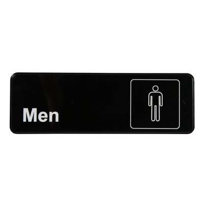 Vollrath 4515 3" x 9" White on Black Men Sign