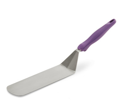 Vollrath 4808880 16 1/2" OAL x 2 7/8" W Solid Heavy-Duty Stainless Steel Turner with Ergo Grip Purple Handle
