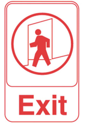 Vollrath 5609 9" x 6" Red on White Exit Sign