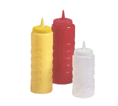 Vollrath 4932-1302 32 Oz. Wide Mouth Polyethylene Clear Bottle Red Cap Traex Color-Mate Squeeze Bottle Dispenser (12 Each Per Case)