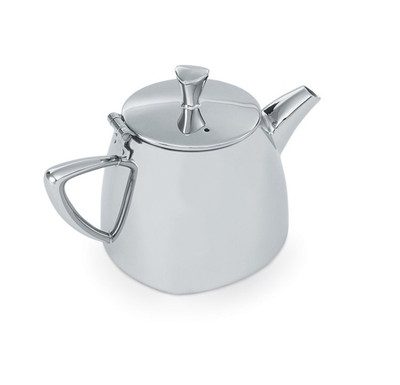 Vollrath 46207 3" H 12 Oz. 18/8 Stainless Steel Triangular Body Design Triennium Tea Pot with Lid