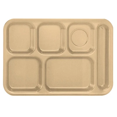 Vollrath 2015-09 14-3/4"W x 9-7/8"D Tan Rectangular Right Hand Polypropylene Stackable School Compartment Tray