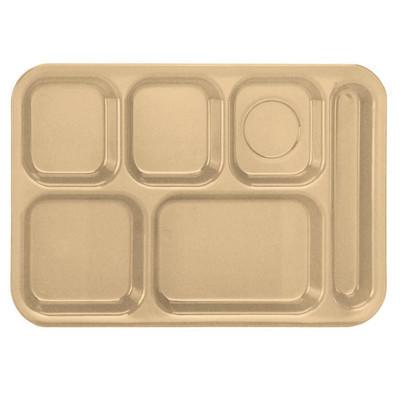 Vollrath 2015-09 14-3/4"W x 9-7/8"D Tan Rectangular Right Hand Polypropylene Stackable School Compartment Tray