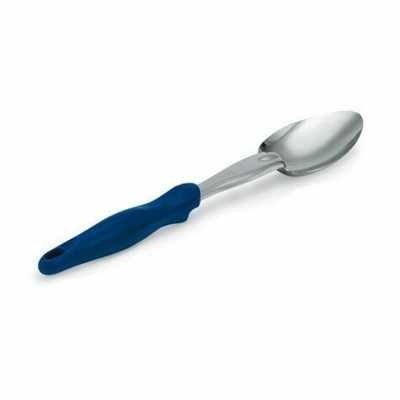 Vollrath 6414030 13.81&quot; L Heavy Gauge 2.25 Stainless Steel Blue Nylon Ergonomic Handle Ergo Grip Heavy Duty Spoon