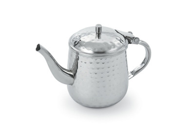 Vollrath T4710HH 10 Oz. Stainless Steel Gooseneck Type Cover with Hollow Hand-Hammered Server
