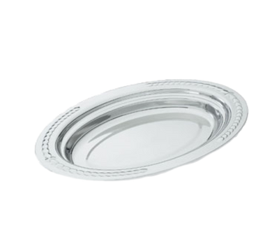 Vollrath 8231420 3 Quart 2" Deep Oval Stainless 1.2mm Thickness "Rings" Embossing On Rim Mirror Finish Miramar Decorative Food Pan