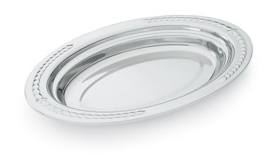 Vollrath 8231420 3 Quart 2" Deep Oval Stainless 1.2mm Thickness "Rings" Embossing On Rim Mirror Finish Miramar Decorative Food Pan