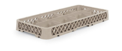 Vollrath HRB 10" W x 19 3/4" D x 2" H Half Size 8 Compartments Co-Polymer Plastic Beige Traex Dishwasher Rack Extender
