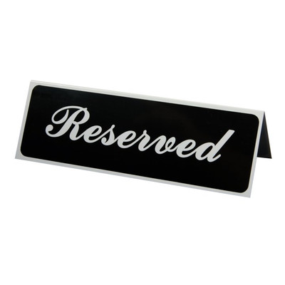 Vollrath 4135 3" x 9" Tabletop Tent Reserved Sign