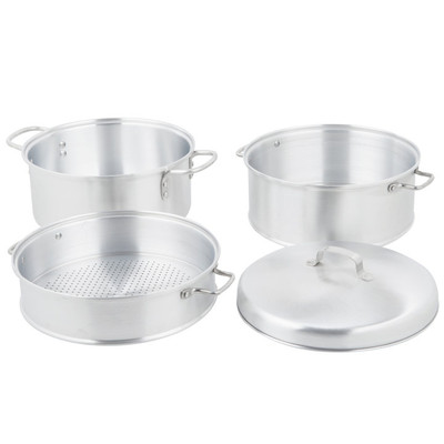 Vollrath 68125 5 Qt. 3/32" Holes 18 Ga. Aluminum 3-Tier Vegetable Steamer