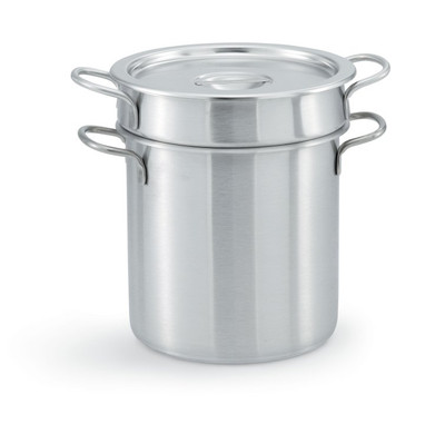 Vollrath 77070 7 Qt. Stainless Steel with 7.5 Qt. Pot Welded Loop Handles 7 Qt. Inset and Flat Solid Cover Double Boiler