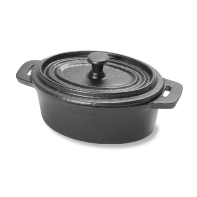 Vollrath 59744 10.2 Oz. 5" L x 3.7" W x 2" H With Lid Cast Iron Mini High Oval Pan