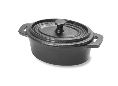 Vollrath 59744 10.2 Oz. 5" L x 3.7" W x 2" H With Lid Cast Iron Mini High Oval Pan