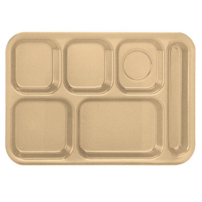 Vollrath 2615-09 13-3/4"W x 9-3/4"D Tan Rectangular Right Hand ABS Stackable School Compartment Tray