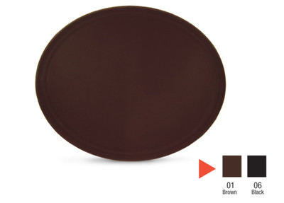 Vollrath 2700L-06 27" W x 21.88" D x 0.81" H Fiberglass Black Oval Tuf Glas Serving Tray