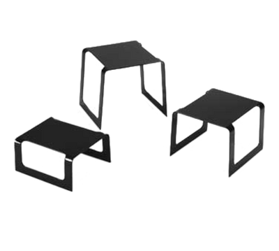 Vollrath 4600960 Black Square Stainless Steel Set of Three Bent Risers Buffet Stand