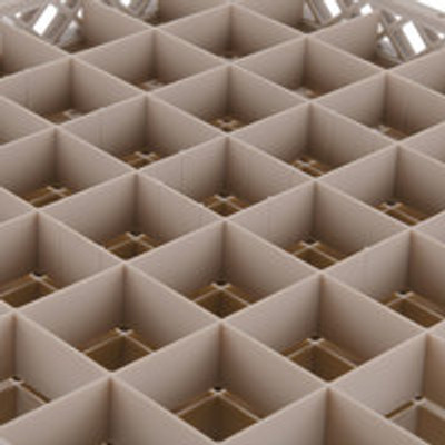 Vollrath TR13EEE 19.75" W x 19.75" D Co-Polymer Plastic (49) Compartment With 3 Extenders Traex Full Size Low Profile Glass / Stemware Rack