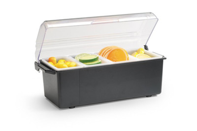 Vollrath 4741-06 12" x 6" x 3-3/4" 4 Pint Black Plastic Standard Lid NSF Kondi-Keeper Condiment Dispenser