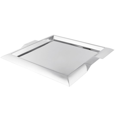 Vollrath 82091 Heavy Duty 18/8 Stainless Steel Contemporary Geometric Styling Sating Finish Rim Square Serving Tray