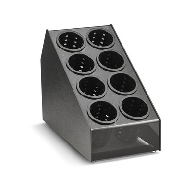 Vollrath CTFWH-8B 10 1/8" W x 19 3/4" D x 15" H 8 Compartments Countertop Plastic Black Flatware Holder