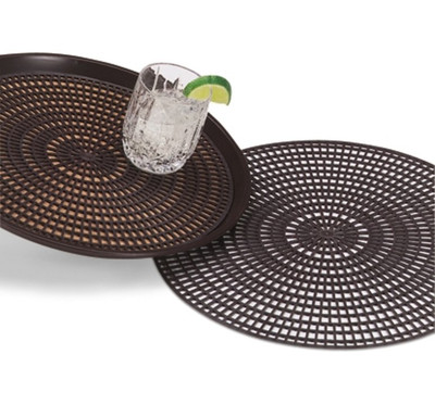 Vollrath 1420-06 12.5" Thermoplastic Rubber Black Round Anti-Skid Tray-Mate