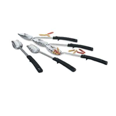Vollrath 46948 13.75&quot; L 2.25 Stainless Steel with Black Grip N' Serv Handle 3-Sided Solid Serving Spoon