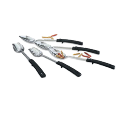 Vollrath 46948 13.75" L 2.25 Stainless Steel with Black Grip N' Serv Handle 3-Sided Solid Serving Spoon